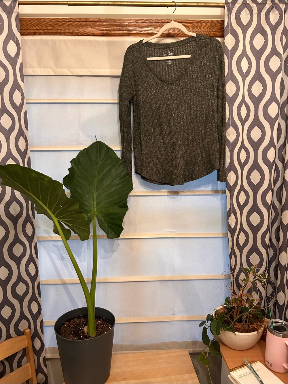 American Eagle Soft & Sexy Ribbed V-Neck Long Sleeve Dolman Sweater